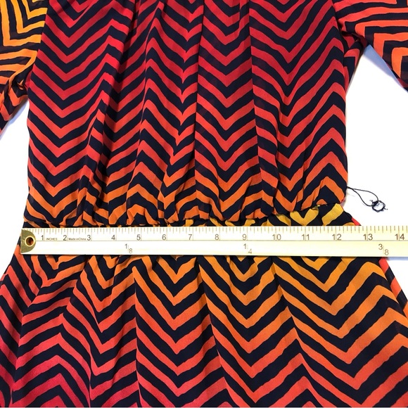 Sweet Storm Women’s Half Sleeve Pullover Elastic Waist Chevron Silk Dress S - Picture 8 of 10